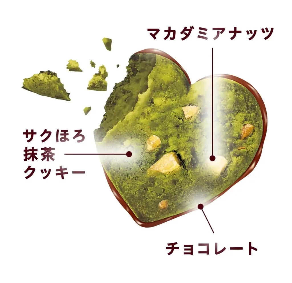【不二家】香り豊かで心が和む抹茶味が期間限定で登場！ 「ハートクッキー（抹茶マカダミア）」 画像 2