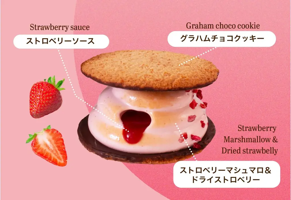 春の訪れを告げるいちご×マシュマロスイーツ『焼マシュマロサンド・ベイクドマロウ ストロベリー』新発売！ 画像 2