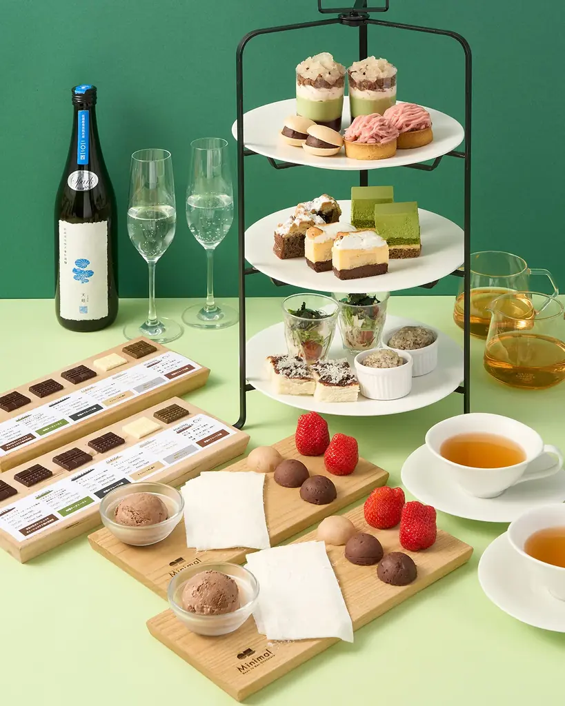 Minimalより、新緑の季節を彩る「和×チョコレート」アフタヌーンティーが登場。自分好みに仕立てる手包みフルーツ大福や、抹茶や甘納豆など和素材とカカオが織りなす、ここだけの限定メニュー 画像 2