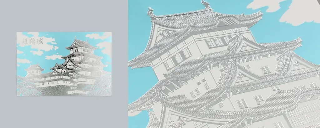 【新商品】箔押しブランド「ROKKAKU」より、全面箔押し加工の『日本名所シリーズ 姫路城 箔押しポストカード 』が新登場！ 画像 3