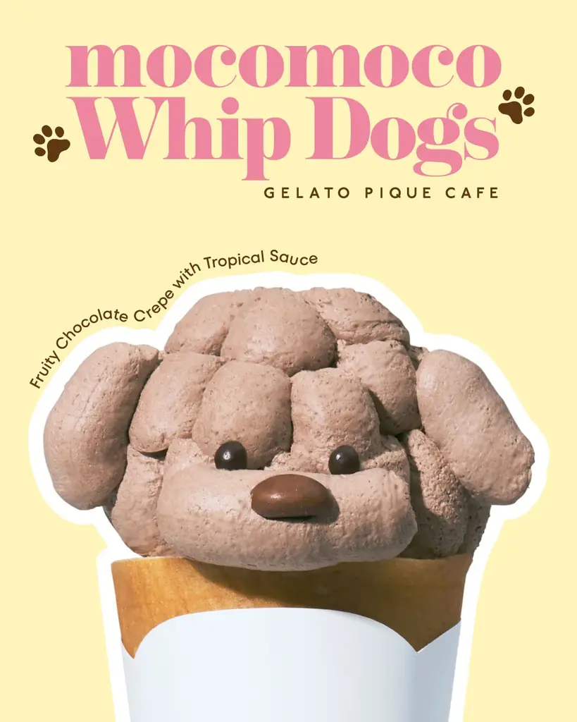 【gelato pique cafe】2匹のわんちゃんがクレープに変身！ふわふわホイップで作るキュートなビジュアルが目を惹く新作クレープフェア「mocomoco Whip Dogs」が登場 画像 3