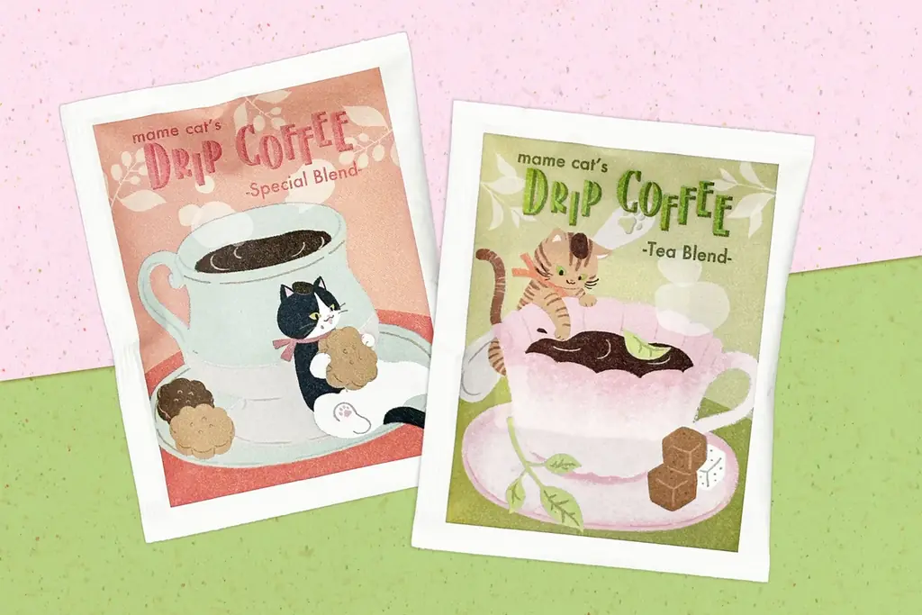 【新商品】カップに住みつくコーヒー好きの猫を描いた『mame cat’s ドリップコーヒー』を郵便局限定で販売開始します 画像 2