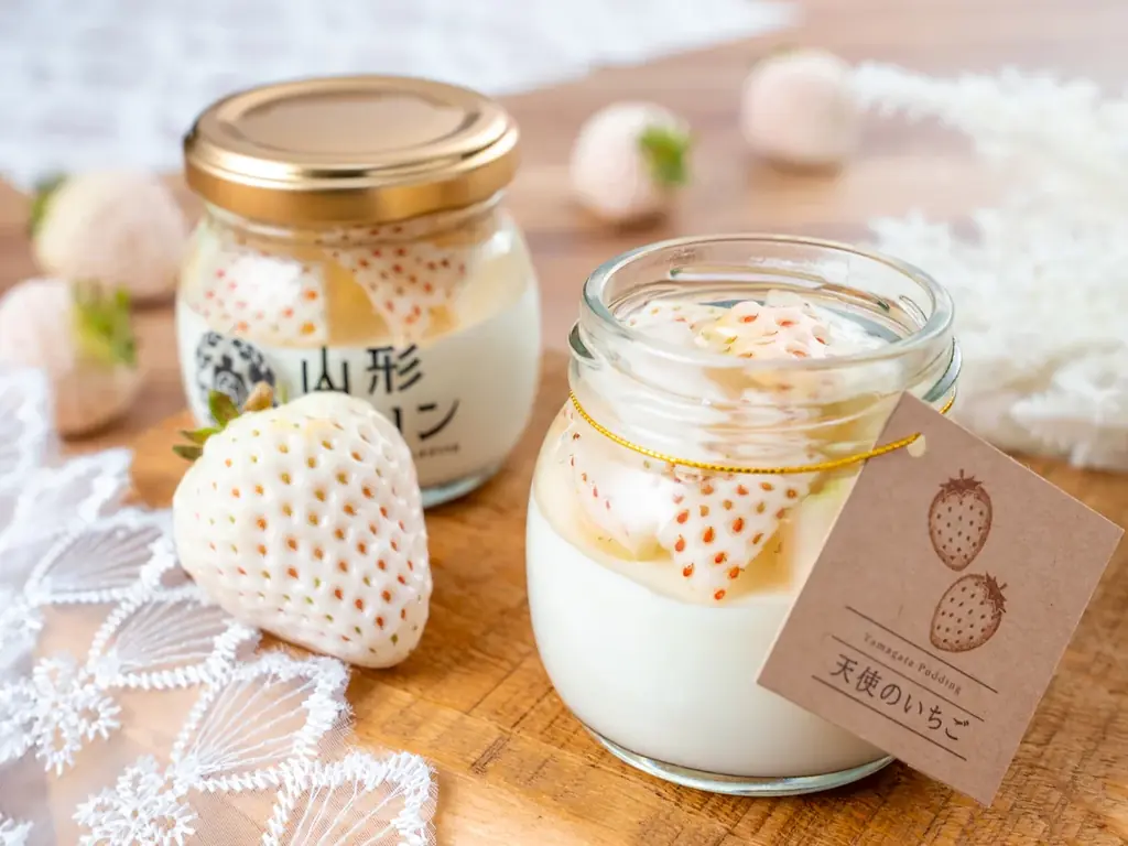 天使のいちごプリン登場　白いちごで作る山形限定味