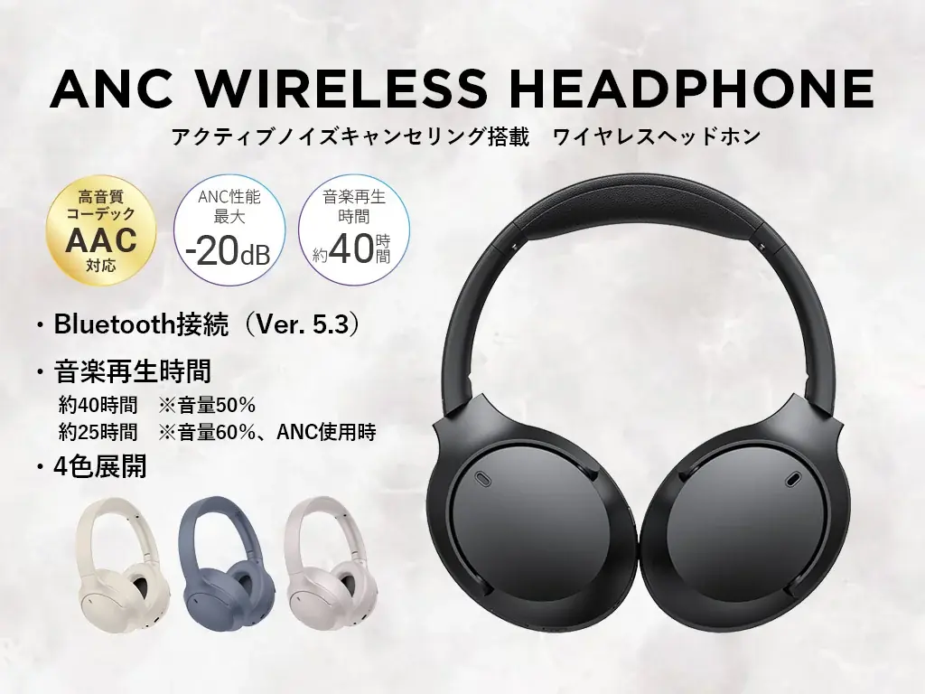 HIDISCのANC搭載ヘッドホン、40時間再生で2月上旬発売