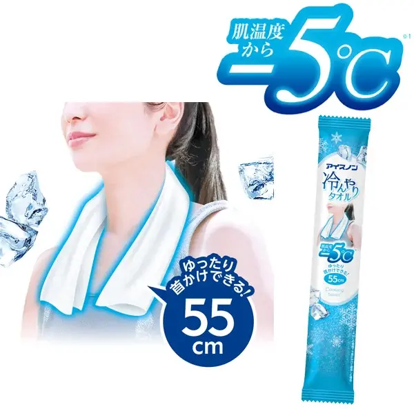 肌温度から－5℃の冷涼感！首にかける使いきりタイプの冷却タオル！『アイスノン　冷んやりタオル　10包入』数量限定発売 画像 2