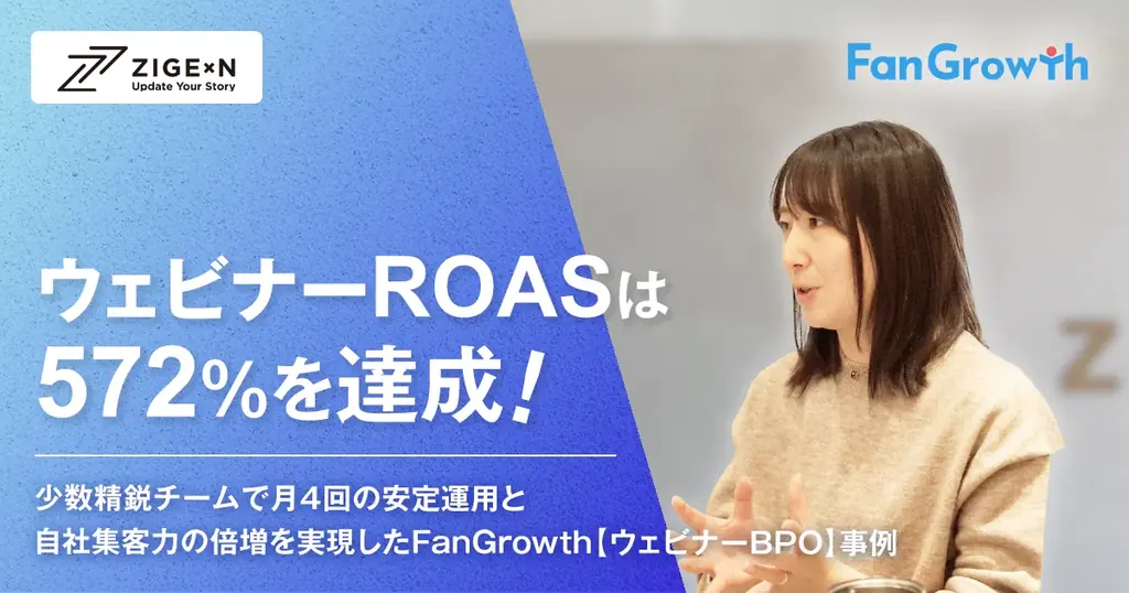 【FanGrowth（ファングロース）導入事例】株式会社じげんがウェビナーROAS572%を達成！ 画像 1