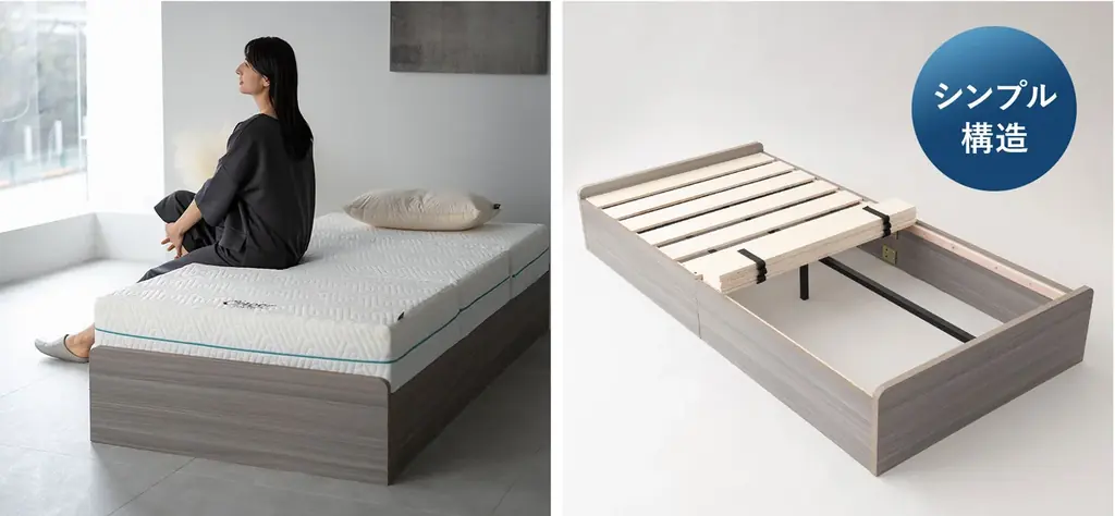 “収納が足りない”をベッドで解決！クローゼット級の超大容量収納を備えたベッド『ネバコ -NABAKO-』が新登場！人気の三つ折りマットレスと相性抜群のベッドフレームで新生活の睡眠と収納をアップデート！ 画像 5