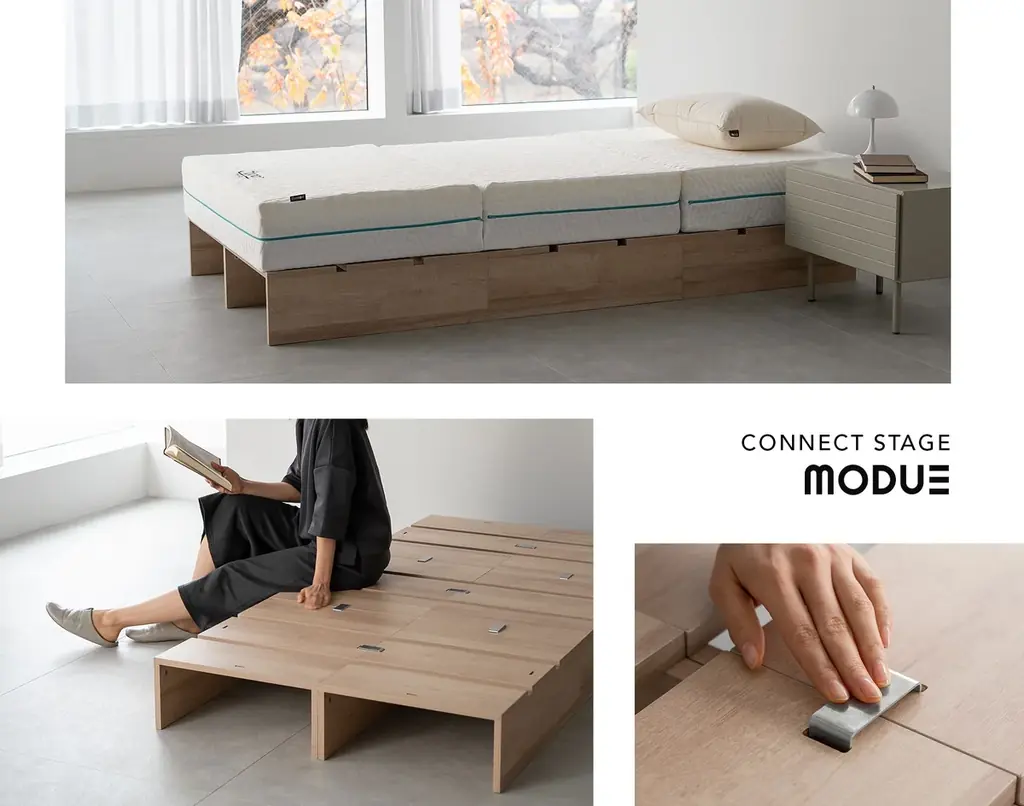 暮らしの変化に合わせてベッドが変形。つなげて使える丈夫なステージベッド『MODUE（モデュー）』が新登場！パレットベッドの頑強性・清掃性・デザイン性をとことん追求したアッパーモデル 画像 2