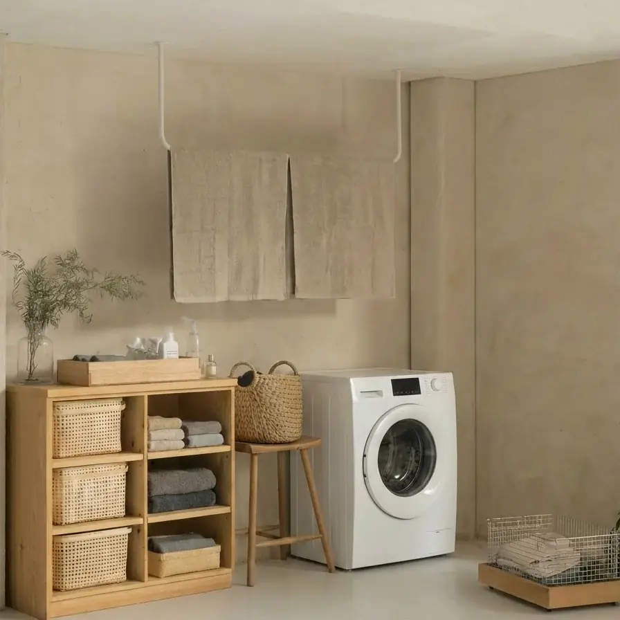 生活感がにじみやすい室内干しを、すっきりと美しく。天吊りハンガーバーに新色「グレージュ」登場 画像 3