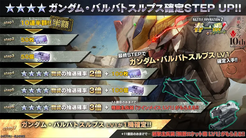 『機動戦士ガンダム　バトルオペレーション２』「ガンダム・バルバトスルプス」が本日実装！「＜VRオペレーター＞オルガ付きトークンパック」も販売！ 画像 5