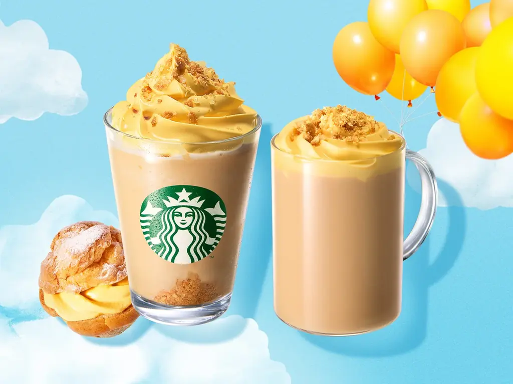 まるでシュークリームのような、ふわっとこんがり食感を楽しむ　『シュークリーム フラペチーノ®』『シュークリーム ラテ』が3月13日（金）より発売 画像 1