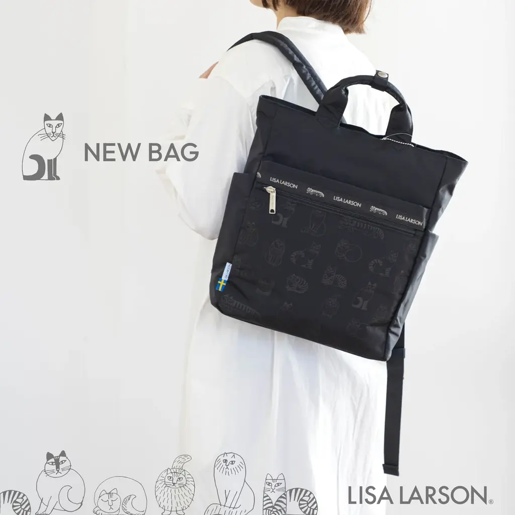 【新発売】リサ・ラーソンの「スケッチねこたち」が軽やかなバッグに。軽量・撥水仕様の新作2型が登場。 画像 1