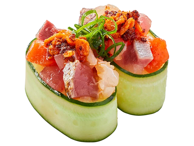 【かっぱ寿司】人気の「新発想！かっぱ軍艦」シリーズに、3/12（木）～春のラインアップとして、「いくら甘えび」、「海鮮たたきザク旨ラー油」の２種が新登場！ 画像 3