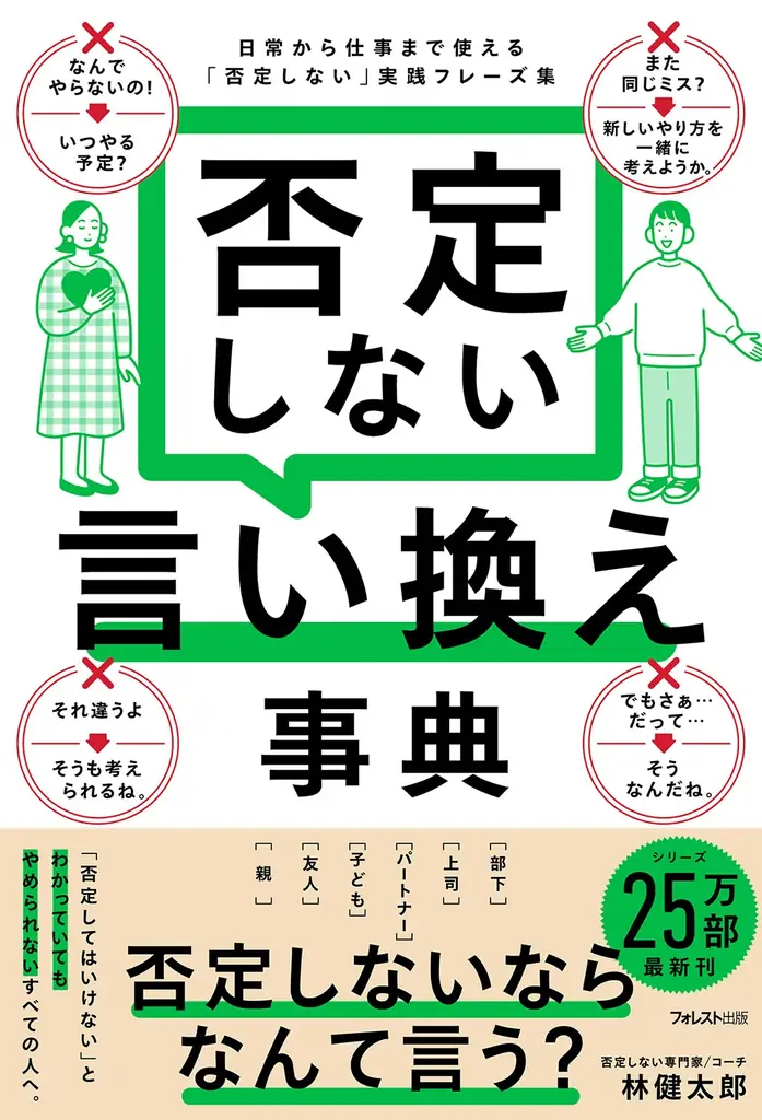 シリーズ最新作！累計25万部突破。日常でも職場でもつい口にする「なんでやらないの？」を変える伝え方『否定しない言い換え事典』刊行！ 画像 1