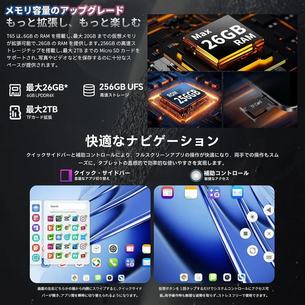 【24020円ゲット】Teclast2026年強化版Android16タブレット『T65 256GB』を期間限定の低価格でお得に購入可能！ Amazonセール開催(3/3から3/9まで) 画像 4