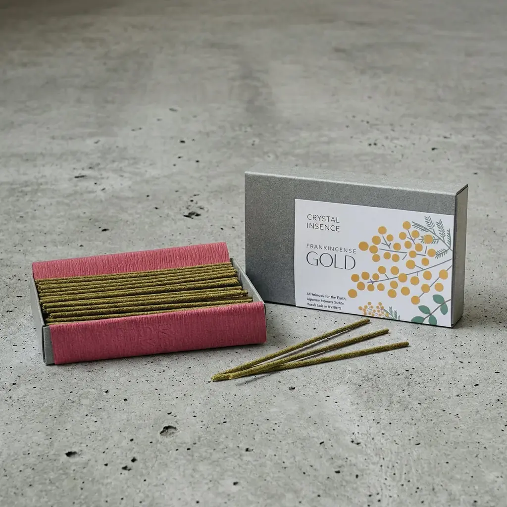 【無添加・国産お香】クリスタルインセンス、国際女性デー限定、ミモザ色のお香「フランキンセンスゴールド」3/8発売──”立ち止まる勇気”を、スリランカ×エチオピアの天然素材で 画像 3