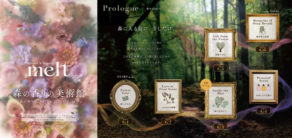 花王「melt」、都会の真ん中で森林浴を楽しむ没入型体験スポット「森の香りの美術館」を2026年3月16日より期間限定オープン 画像 2