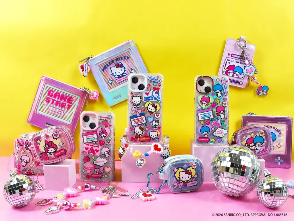 【PLAZA先行販売】SKINNYDIP LONDON × サンリオキャラクターズ第4弾コラボ！ゲーム世界をイメージしたピクセルアートデザインのモバイルアクセサリーが４月下旬より販売開始！ 画像 1
