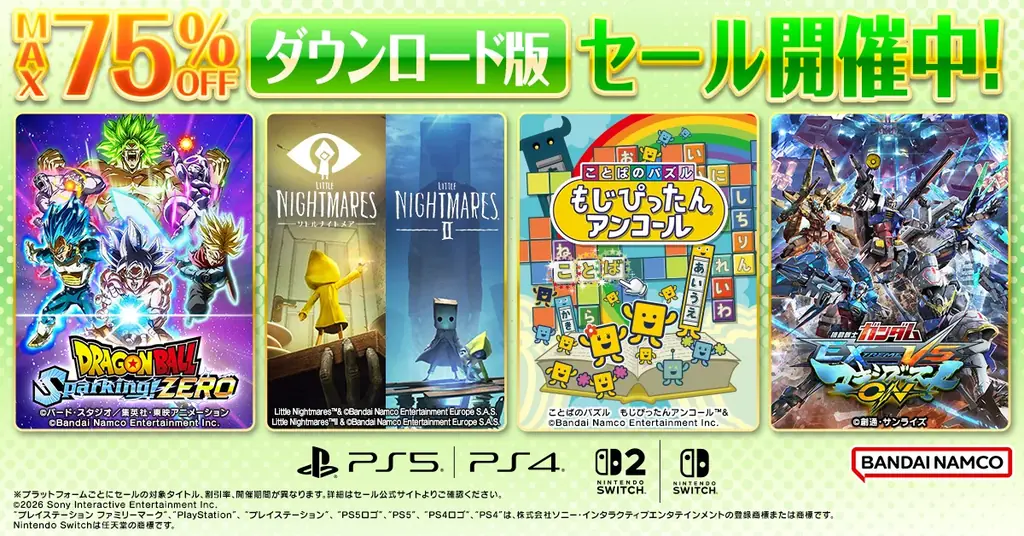 人気タイトルが最大75%OFFに、バンダイナムコDL版セール