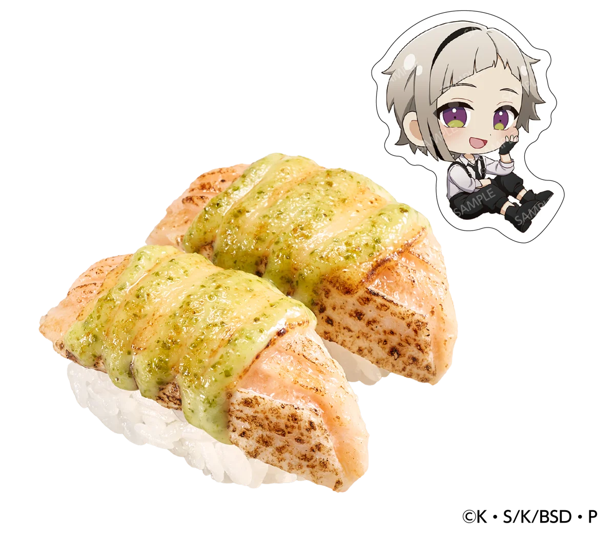 春うらら、来たれスシロー。文豪の名を懐いたキャラクターたちが活躍する人気作品『文豪ストレイドッグス』とスシローが初コラボ！キャラクターたちの春の私服姿をイメージした描き下ろしコラボグッズが登場。 画像 2