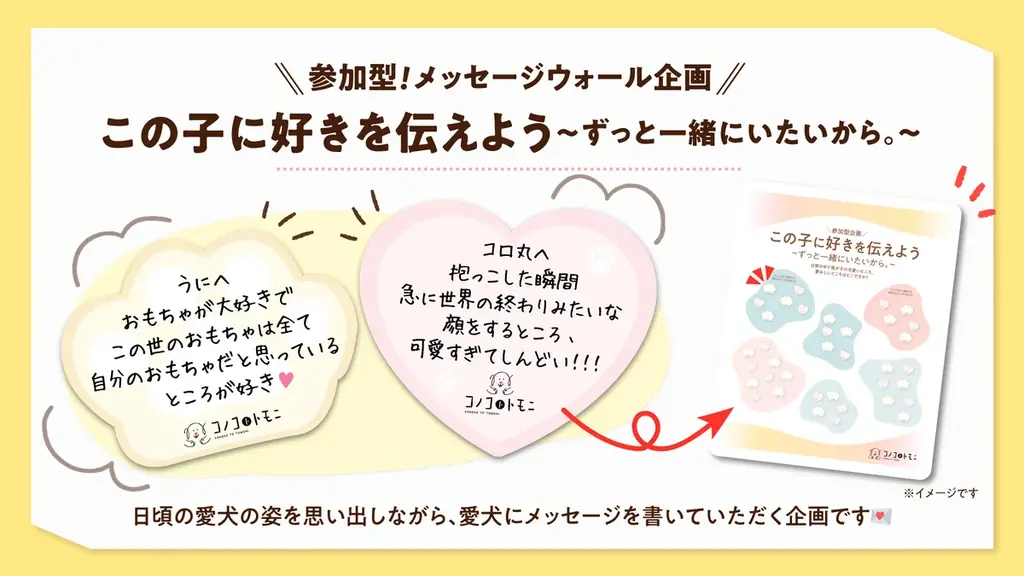 愛犬への“ラブレター”で壁が埋め尽くされる！？このこのごはんシリーズ累計400万袋（※1）突破の『コノコトトモニ』が今年もインターペット東京に出展【株式会社ゆずず】 画像 2