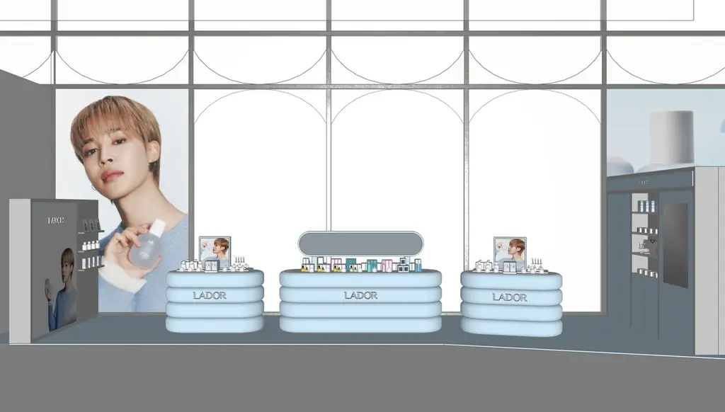 BTS Jiminさんのビジュアルが原宿エリアに降臨！韓国発ヘアケアブランド「LADOR(ラドール)」新商品ヘアオイル「エンジェルミュゲ」の世界観を原宿で展開。 画像 4