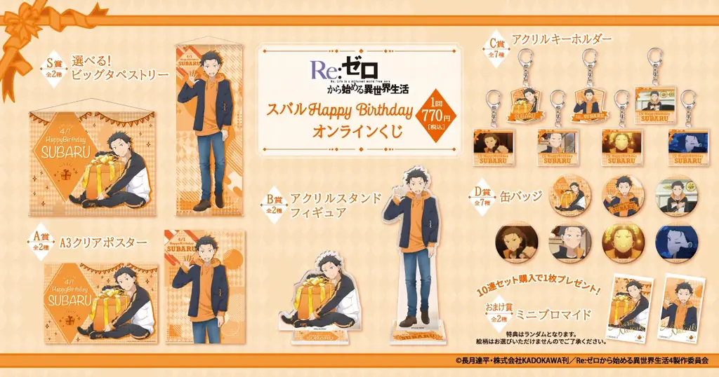 TVアニメ「Re:ゼロから始める異世界生活」より主人公ナツキ・スバルのお誕生日を記念したオンラインくじが登場 画像 2