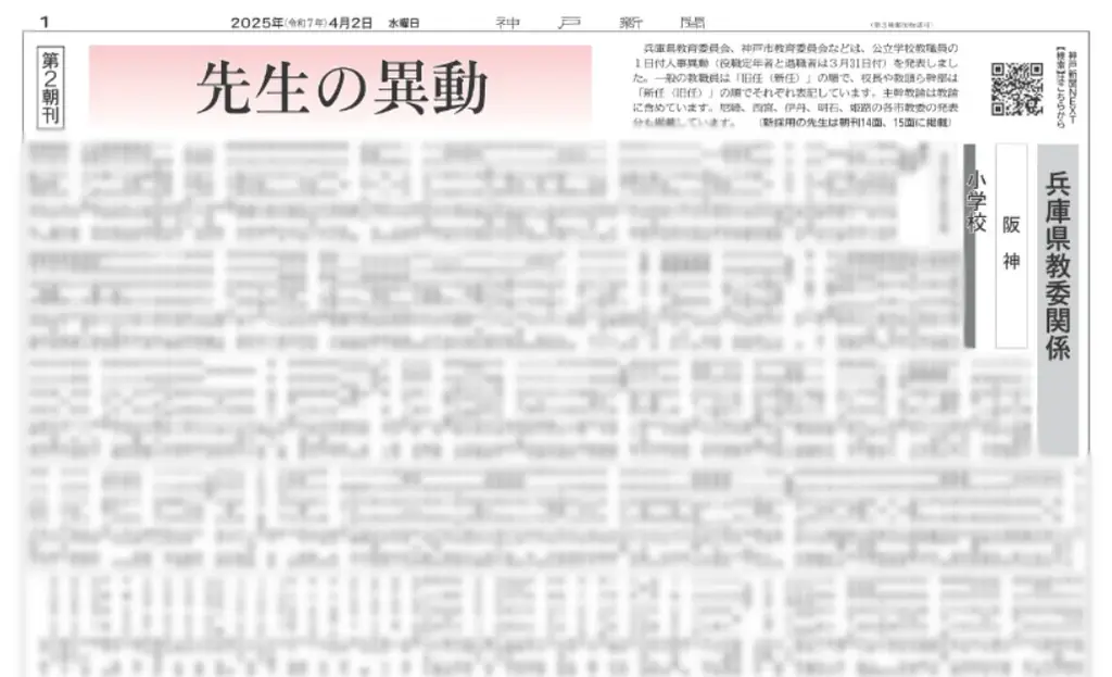 【今年も公開】神戸新聞NEXT「先生の異動」検索サービスを3月30日スタート！お世話になった先生の異動先が一目でわかる！ 画像 4