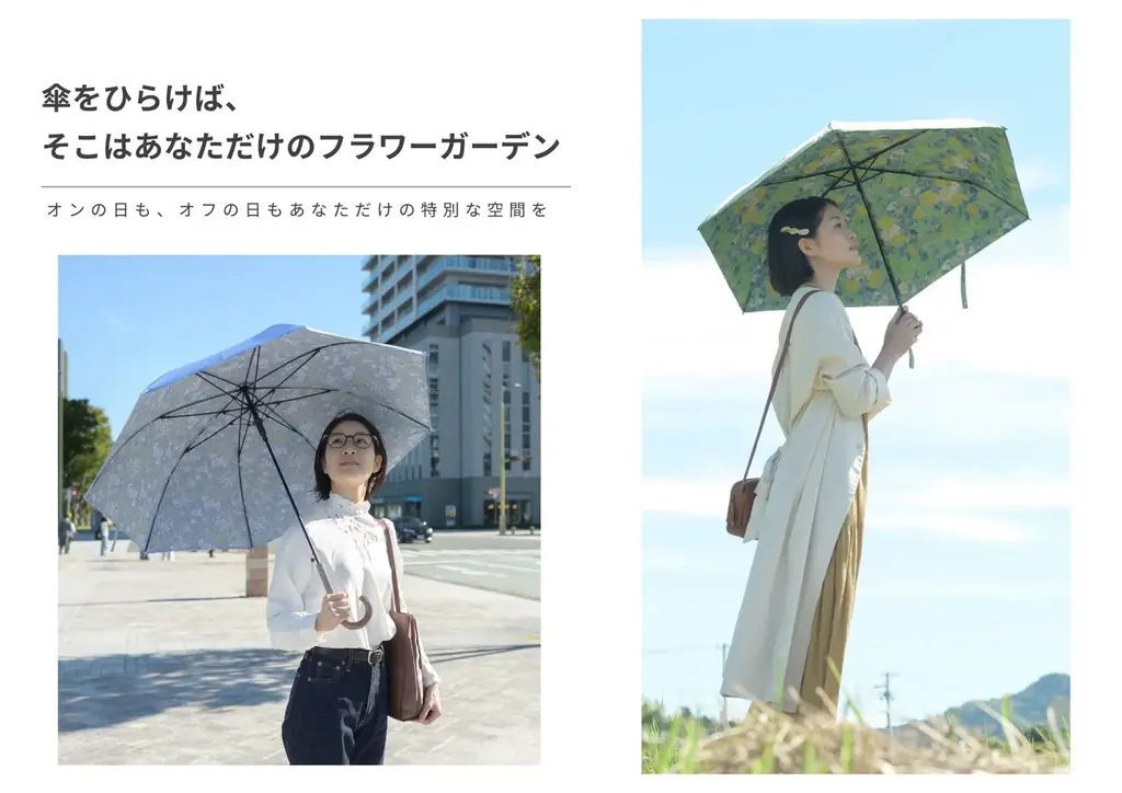 “内側の黒”をなくした晴雨兼用傘─傘をひらけば、水彩画のフラワーガーデンが広がる。創業107年の老舗・藤田屋から新ブランド「Miorium（ミオリウム）」誕生 画像 2