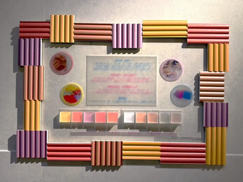 新百合丘オーパ、お客さまの「愛用コスメ」を館内装飾へ　廃棄コスメを建材にアップサイクルし施工 画像 2