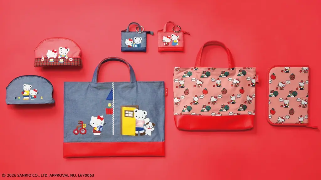 ハローキティがファミちゃんのお誕生日をお祝い！ ハローキティ×familiar初のコラボが実現 オリジナル生地を使用したデニムバッグなど全21型がラインナップ 画像 4