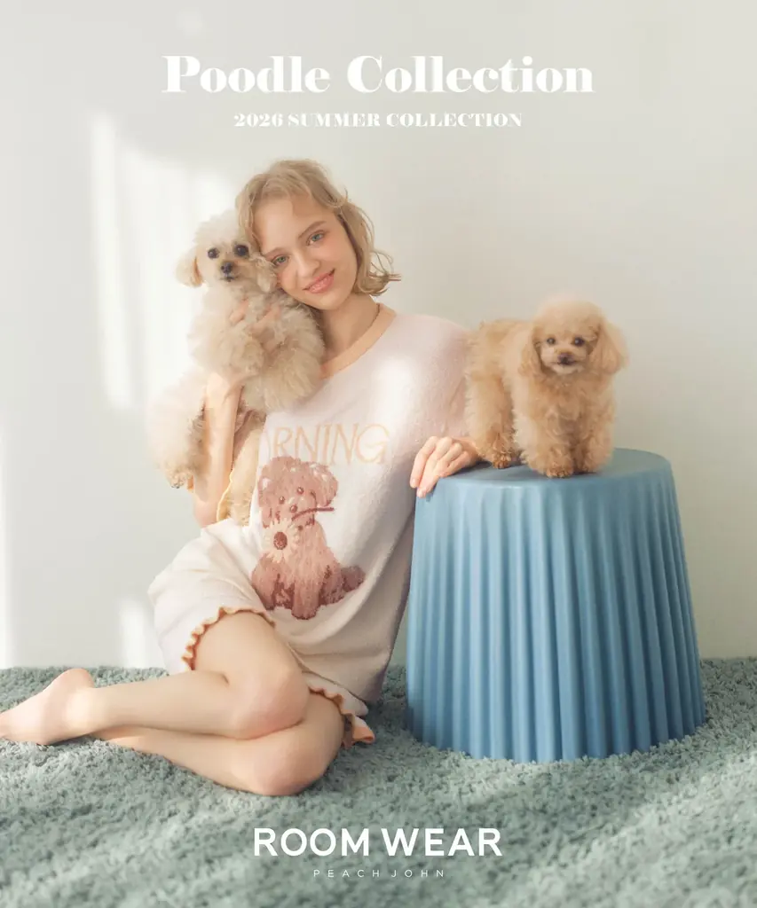 【PEACH JOHN ROOM】プードルたちの愛らしい姿や夏のシンボルひまわりの花をモチーフにしたサマールームウェア「Poodle Collection」を発売。 画像 1