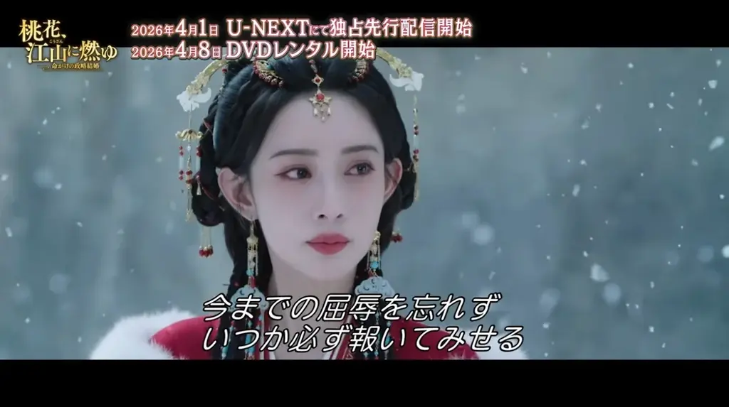 新作中国ドラマ「桃花、江山（こうざん）に燃ゆ～命がけの政略結婚～」(リウ・シュエイー主演）本日4月1日（水）よりU-NEXTにて独占先行配信開始！4月8日よりDVDレンタル開始！本編第1話を特別公開！ 画像 3