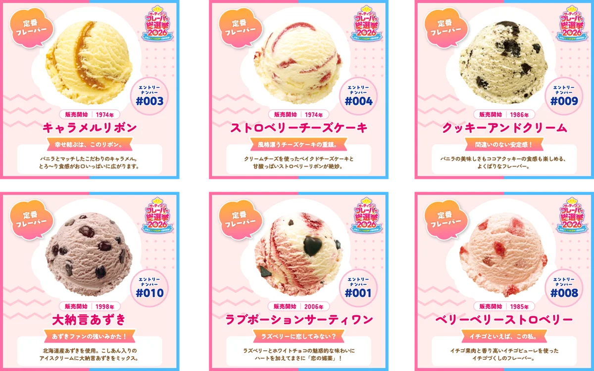 今年は初のダブル総選挙も同時開催！サーティワン フレーバー総選挙2026 画像 8