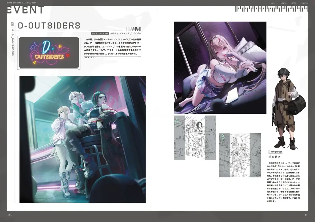 『勝利の女神：NIKKE』の公式設定資料集が本日4月2日に発売！　世界設定やニケたちのビジュアルを多数収録した一冊。 画像 6