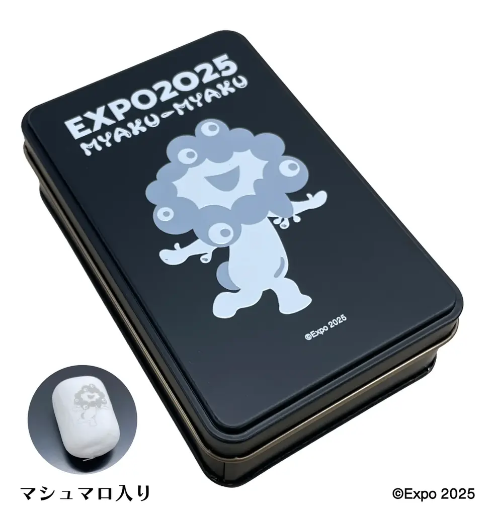 【EXPO2025 公式ライセンス商品】白ミャクミャクの新商品「プリントマシュマロ入り缶」が新登場！ 画像 3