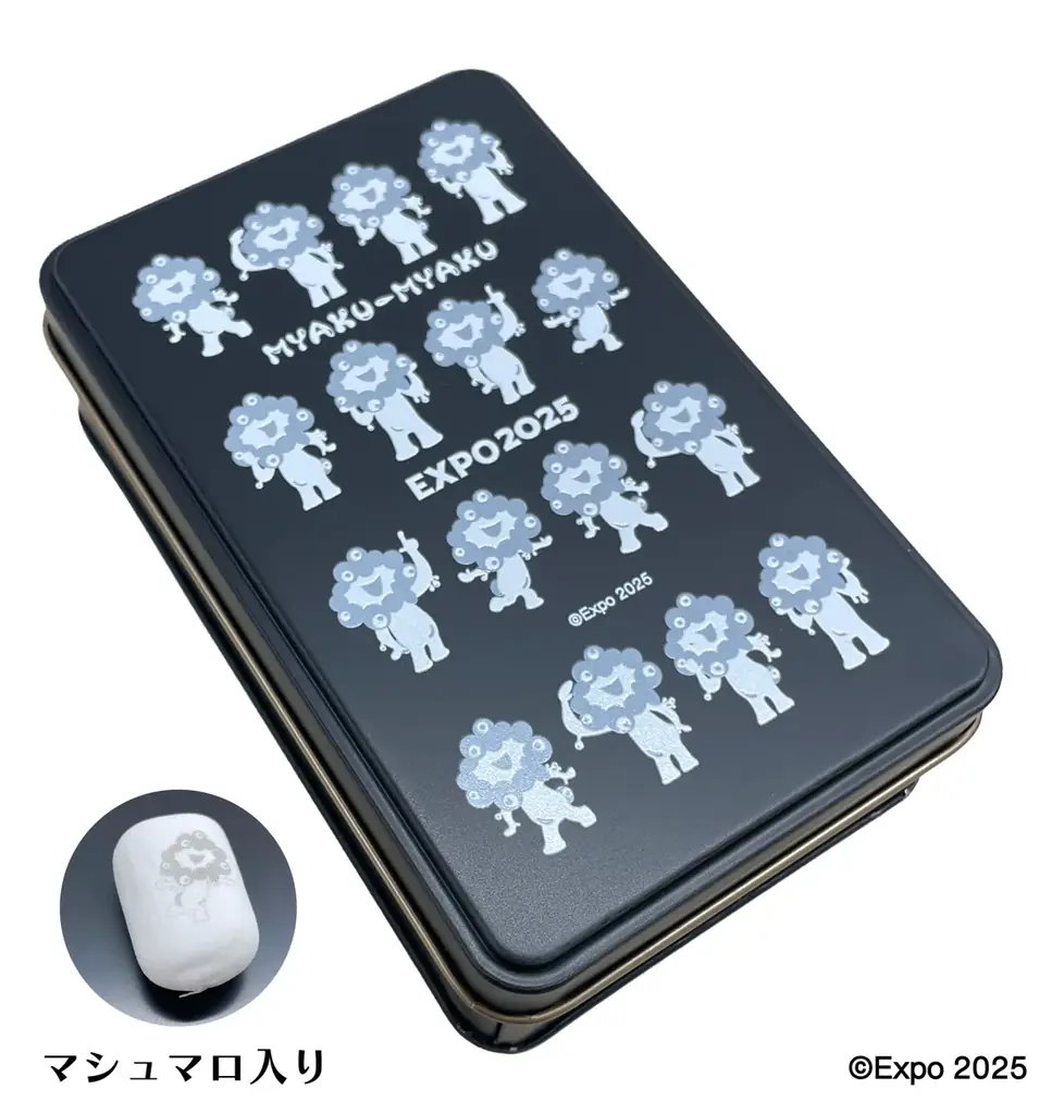 【EXPO2025 公式ライセンス商品】白ミャクミャクの新商品「プリントマシュマロ入り缶」が新登場！ 画像 4