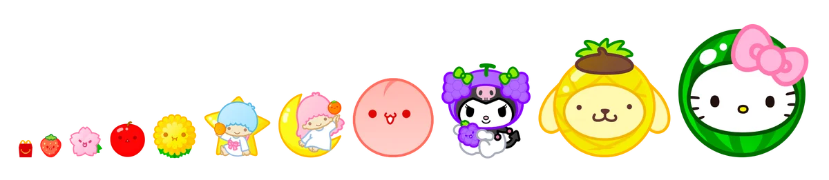 大好評のスイカゲーム®×マクドナルド ハッピーセット®コラボが今年も登場！サンリオキャラクターズがかわいく“シンカ”するオリジナルゲームを配信 画像 5