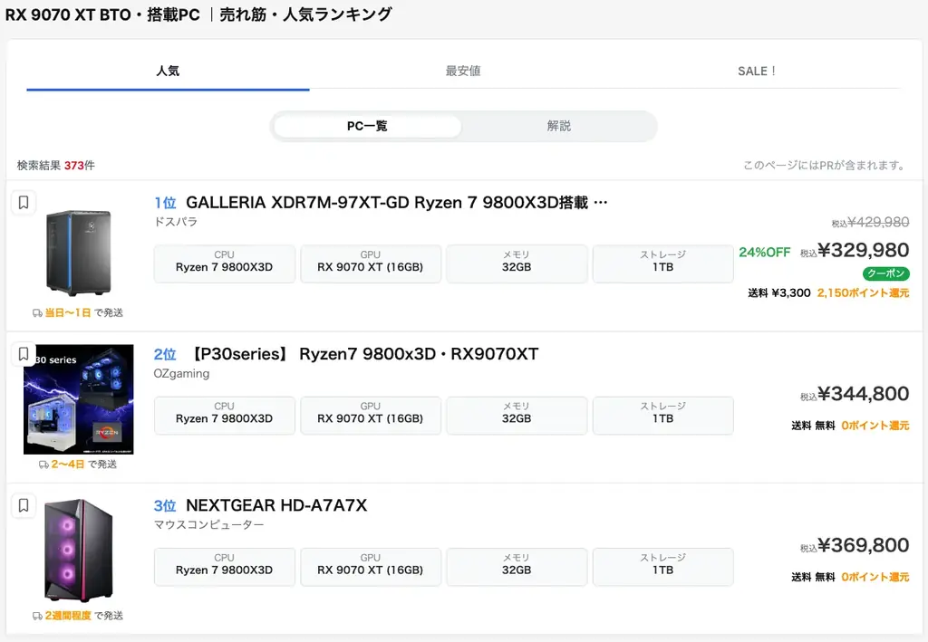 【ゲーミングPC市場動向レポート】2026年3月に最も注目された製品/メーカー/スペック/価格帯は？ 画像 2