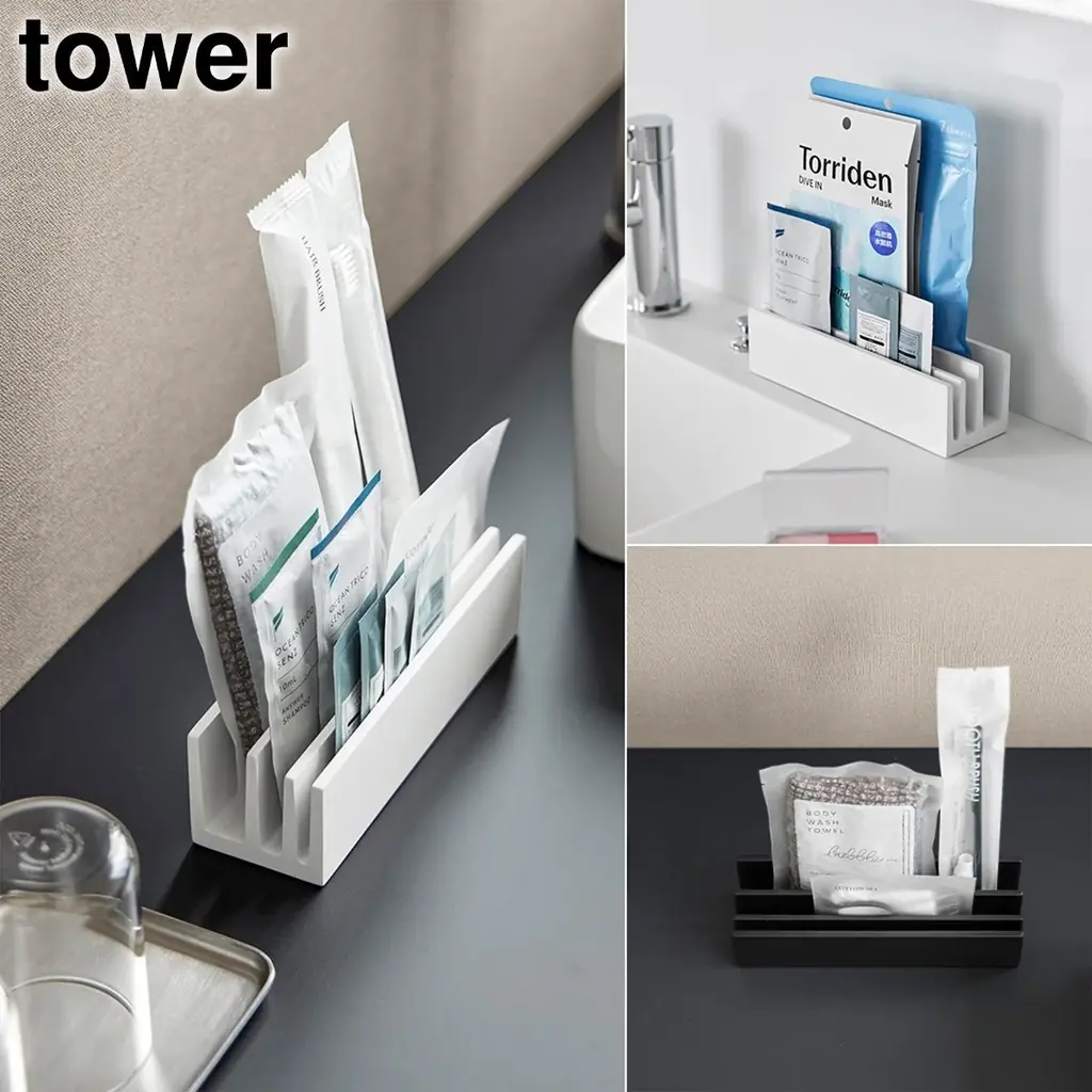 【山崎実業 新商品のお知らせ】 化粧品サンプルを整理できるパウチスタンドや、簡単に設置できる2段のボール収納ラックなど、新商品が発売になりました。 画像 2