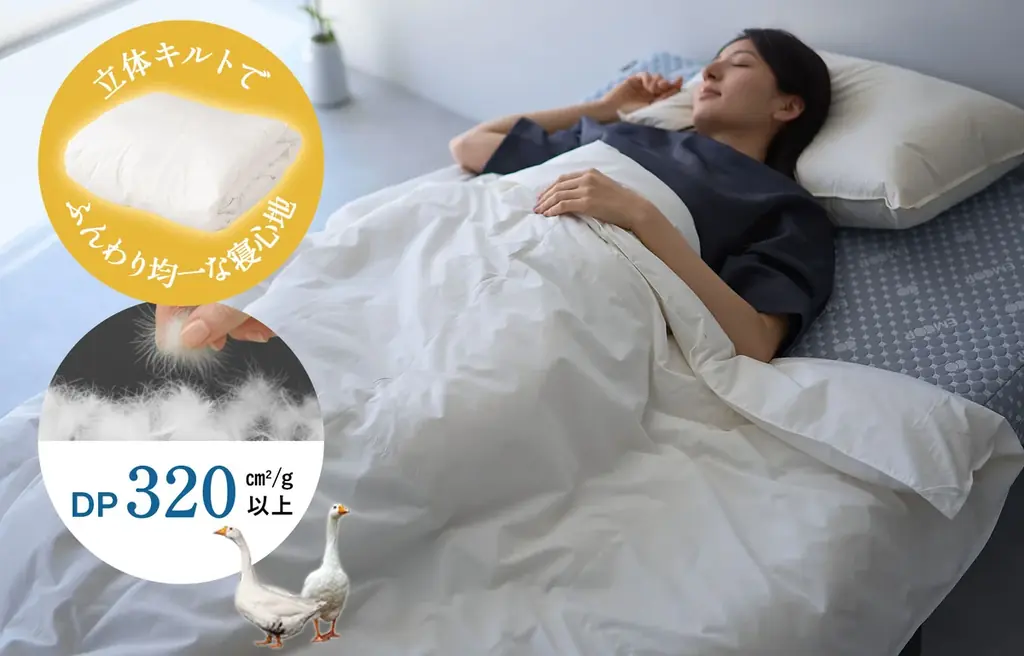 ダウン率70％以上の羽毛布団を11,000円で！新品以上に清潔でエコな再生羽毛×日本の職人芸が光る！春～秋のエアコン冷えや猛暑の寝苦しさに対応した軽やかな『 リサイクル羽毛 肌掛けふとん』が新登場！ 画像 8