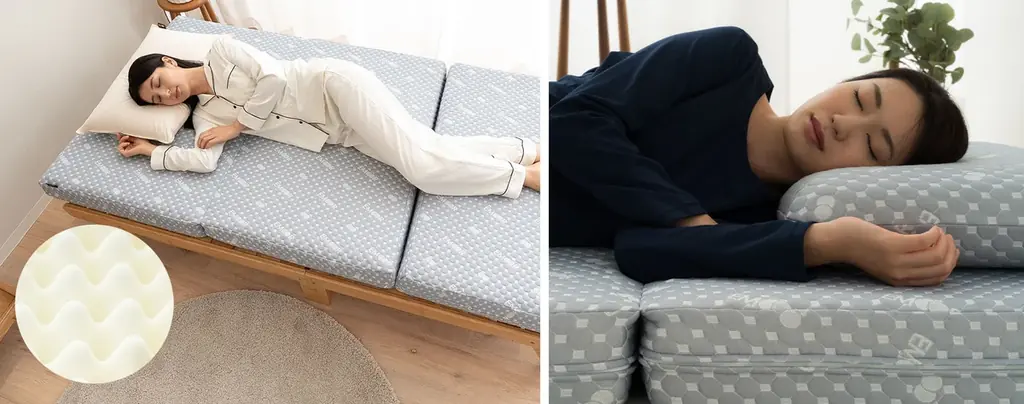 人気の天然竹折りたたみすのこベッド『WABINE-侘寝-』に、軽やかな寝心地と安定感のある寝心地、2タイプから選べるマットレスセットが新生活を応援する特別価格で新登場。 画像 11