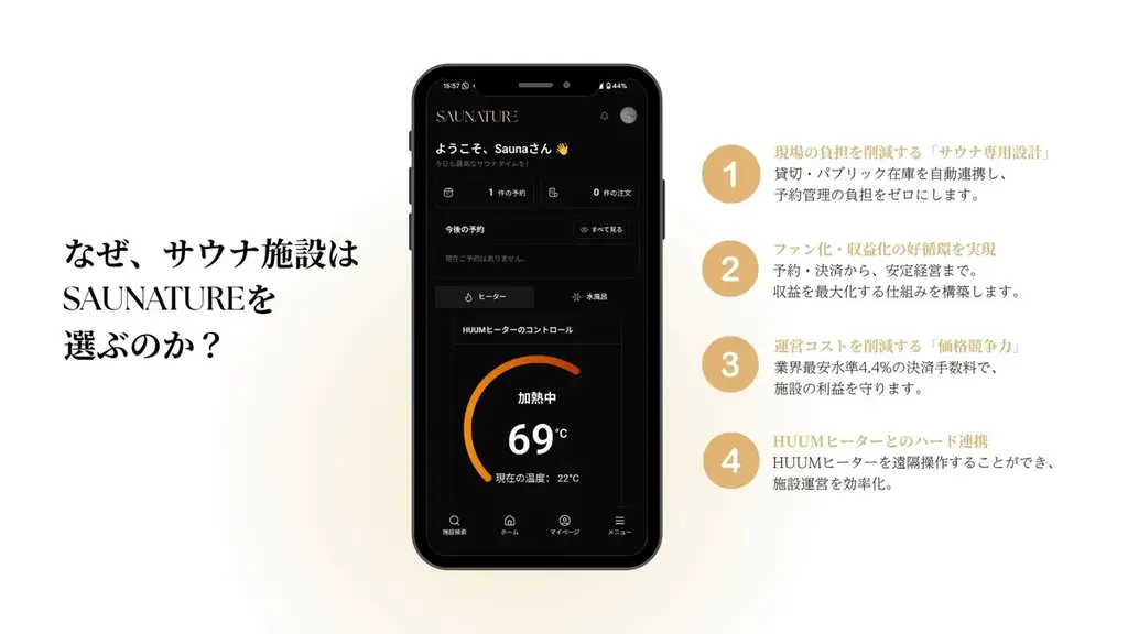 サウナストーブをスマホから操れる、唯一の予約システム。 画像 3