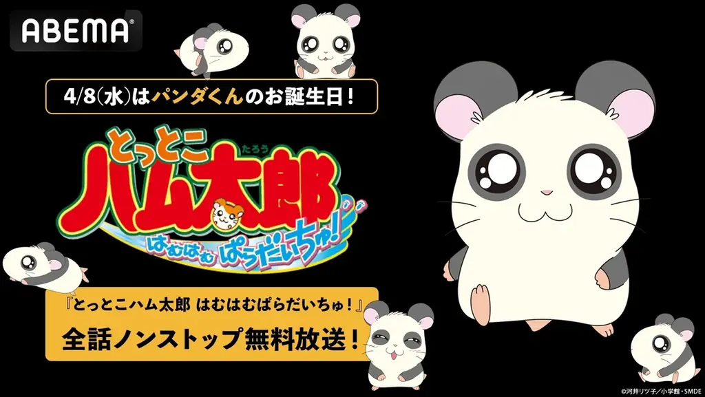 4月8日（水）は「ハムちゃんず」の“職人”パンダくんの誕生日！誕生日当日・朝6時30分より「ABEMA」で『とっとこハム太郎 はむはむぱらだいちゅ！』全話ノンストップ無料一挙放送が決定！ 画像 1