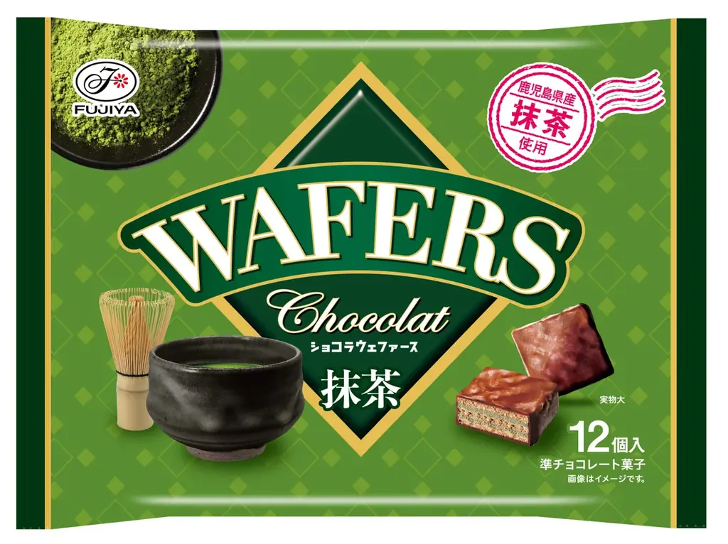 【不二家】人気の「抹茶」と「チョコ」の組み合わせが愉しめるウェファース「ショコラウェファース（抹茶）袋」 画像 1