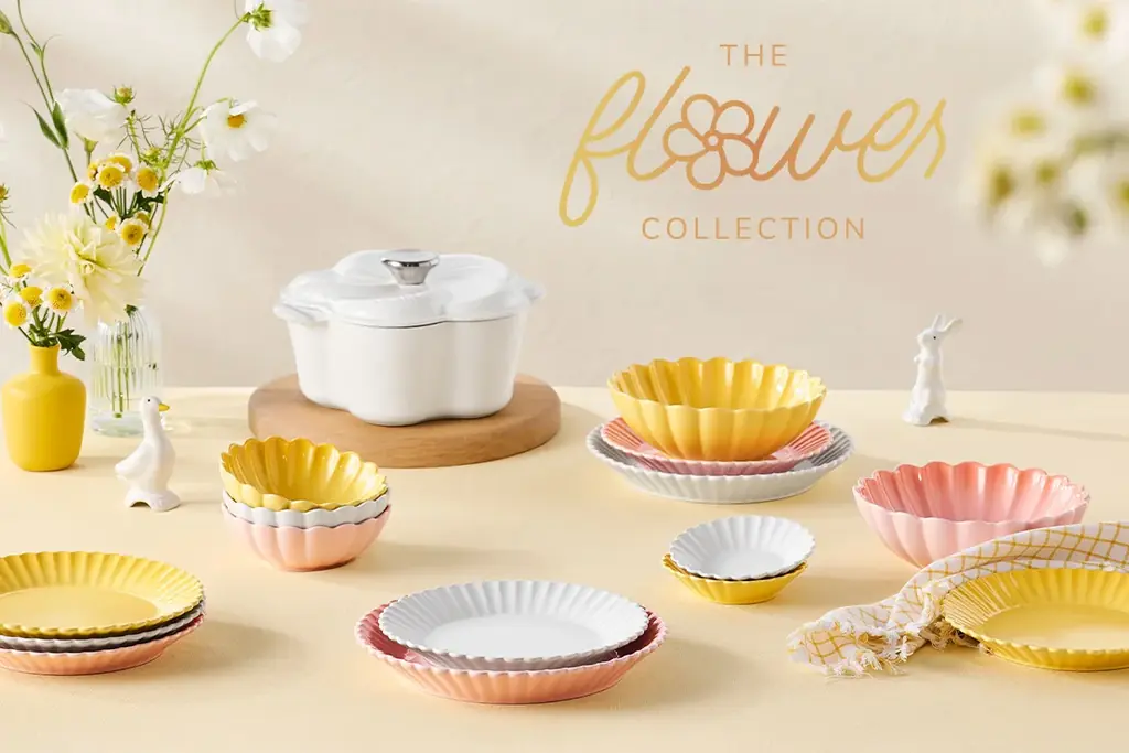 ル・クルーゼ新作「フラワーコレクション」発売、春の食卓を彩る