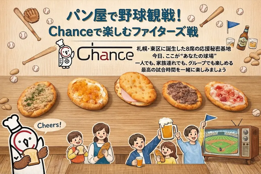 パン屋で野球観戦開始