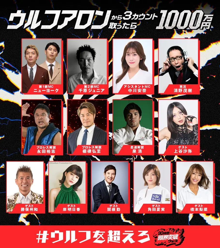『ウルフアロンから3カウント取ったら1000万円』糸井嘉男、ノッコン寺田、“借金1000万”カカロニ・栗谷、ウルフを倒した経験あり“ベンチプレス400キロ男”藤本竜希が参戦決定！MCや豪華出演者も解禁 画像 2