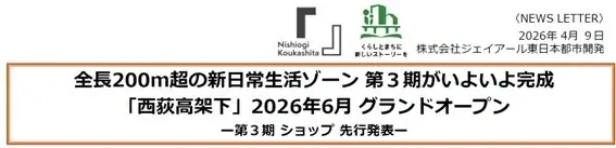 「西荻高架下」第３期エリア完成 2026年6月グランドオープン　ー第３期ショップ先行発表ー 画像 2