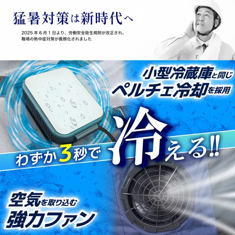 猛暑対策に。小型冷蔵庫の冷却システム×強風ファンのハイブリッド冷却ウェア『圧倒的に冷える「冷蔵服」2026年モデル(ベスト/半袖)』を発売 画像 8